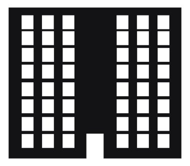 Beyaz arkaplanda vektör binaları siluetleri