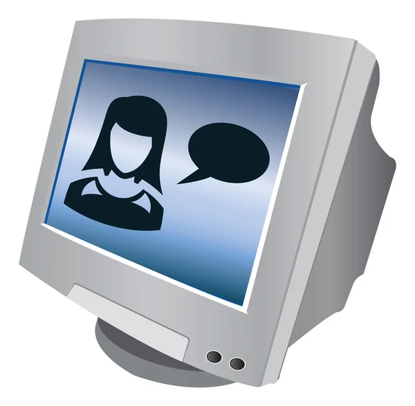 Mensen pictogram van de monitor van de computer — Stockvector