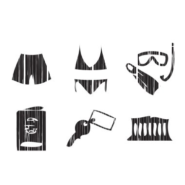 Plaj ve eğlence simgeler seyahat