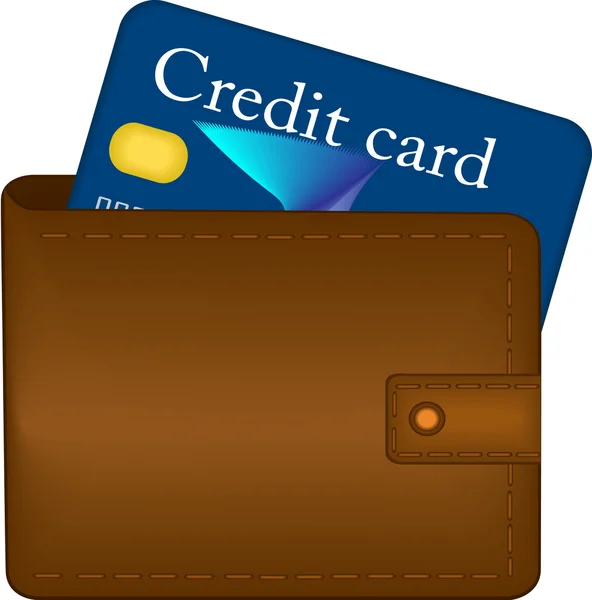 Ilustración de una billetera con tarjeta de crédito . — Archivo Imágenes Vectoriales