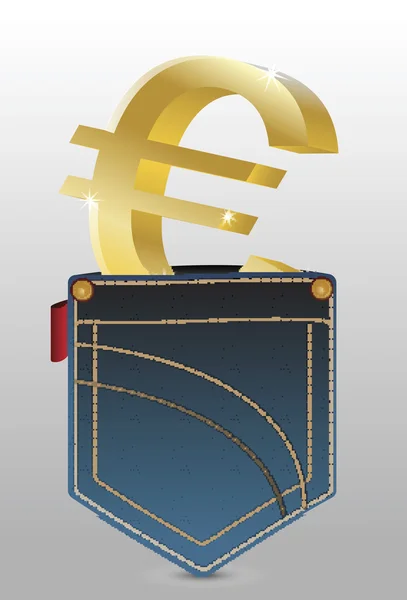 Símbolo del euro en el bolsillo trasero . — Vector de stock