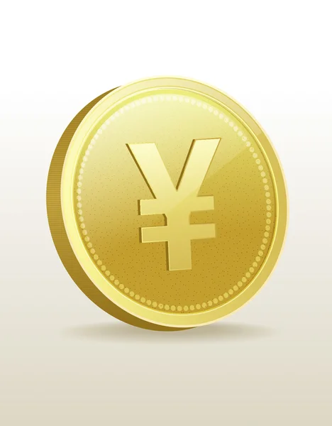 Vector image of yen gold coin. — Stock Vector