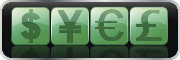 Imagem vetorial de vários símbolos de moeda . — Vetor de Stock