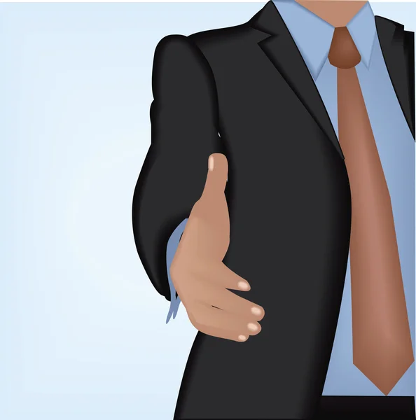 Ilustração de um homem de negócios gesticulando aperto de mão . — Vetor de Stock