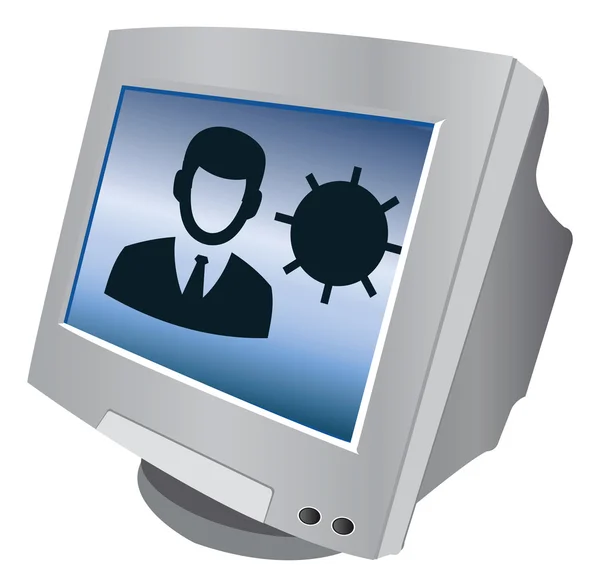 Monitor de ordenador icono de personas — Vector de stock