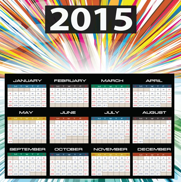 2015 rok kalendarzowy wektor — Wektor stockowy