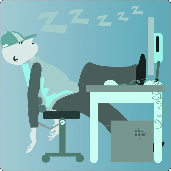 Illustration du personnel de bureau dormant sur une chaise — Image vectorielle