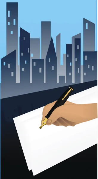 Imagen vectorial de una persona firmando papel . — Archivo Imágenes Vectoriales
