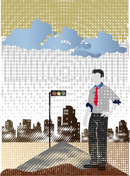 Vector image of a businessman standing on roadside. — Stock Vector