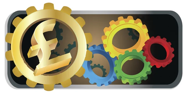 Vector image of pound and cogs. — Stock Vector