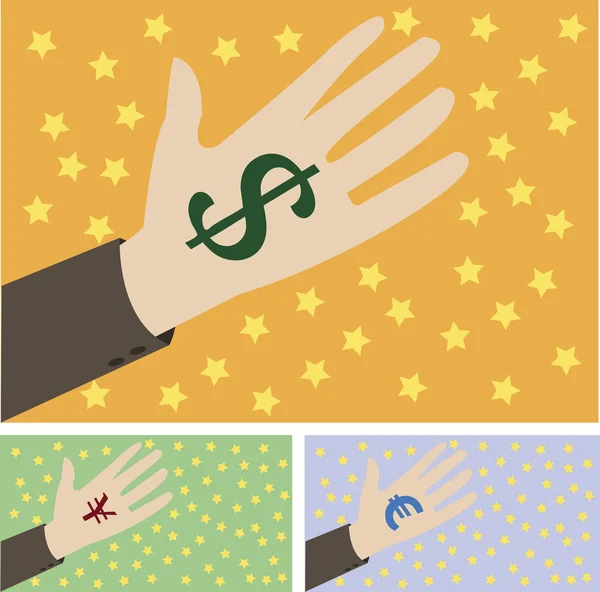 矢量手掌与货币符号 — 图库矢量图片
