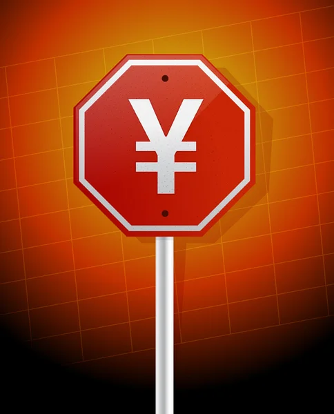 Panneau rouge avec signe yen . — Image vectorielle
