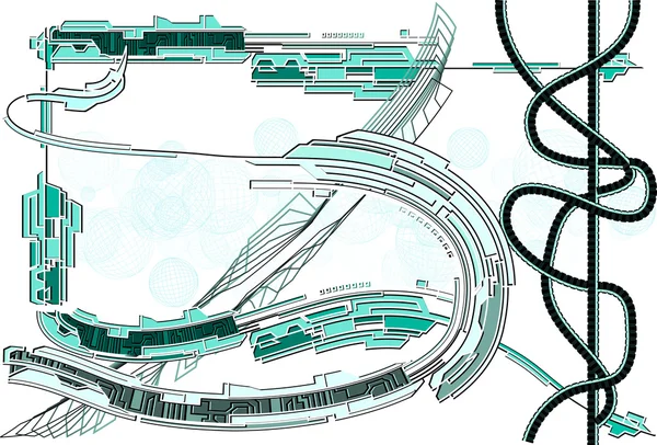 Immagine vettoriale di fili verdi e parte della macchina . — Vettoriale Stock