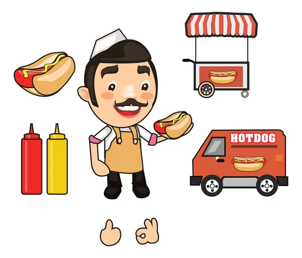 Hot-dog utcai árust vektor — Stock Vector