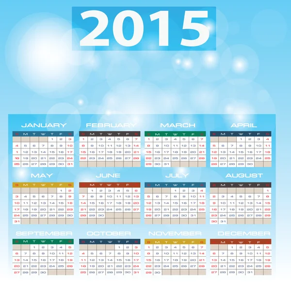 2015 år vektor kalender — Stock vektor