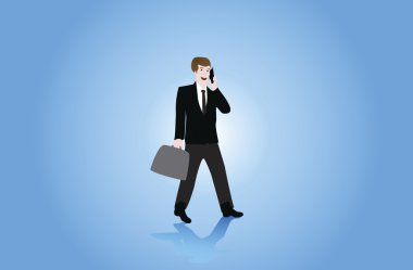 cep telefonunuzun konuşmaya işadamı çanta taşıyan dijital görüntü
