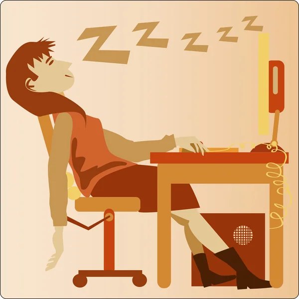Illustration einer schlafenden Arbeiterin. — Stockvektor