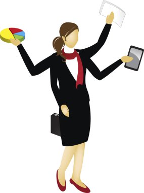 vector image of a multi tasking businesswoman. clipart