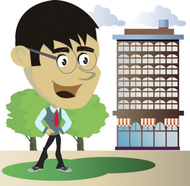 vektör görüntü arka planda bina ile işadamı.