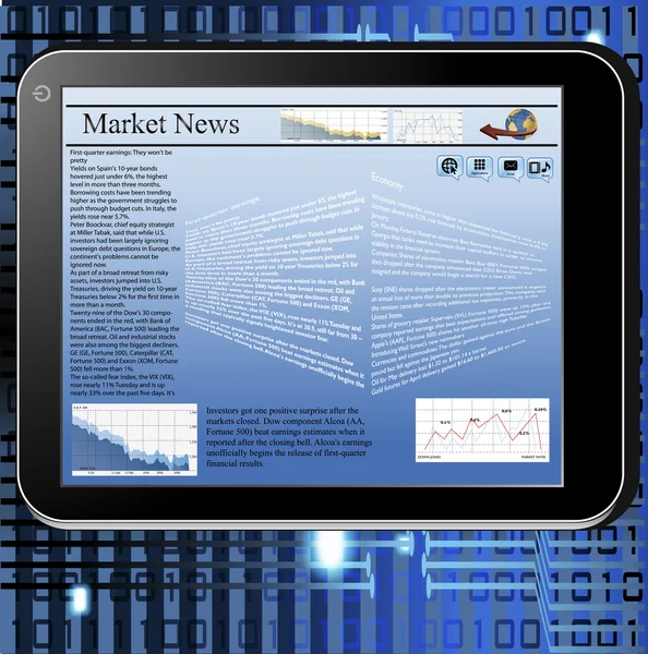 Vector image of news on palmtop. — Stock Vector