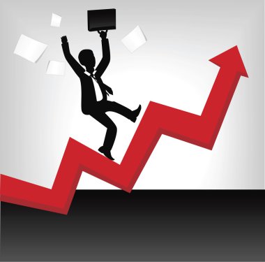 işadamı için yukarı doğru yürüyen kırmızı ok vektör
