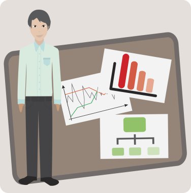 Grafik rapor vektör ile iş adamı