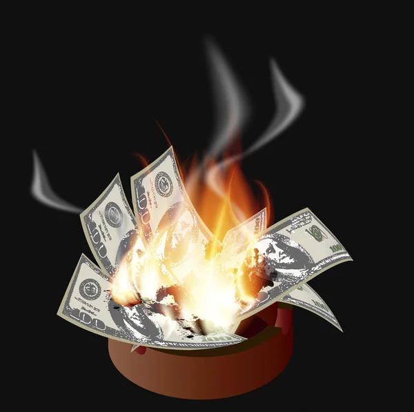 Brûler des devises de papier — Image vectorielle