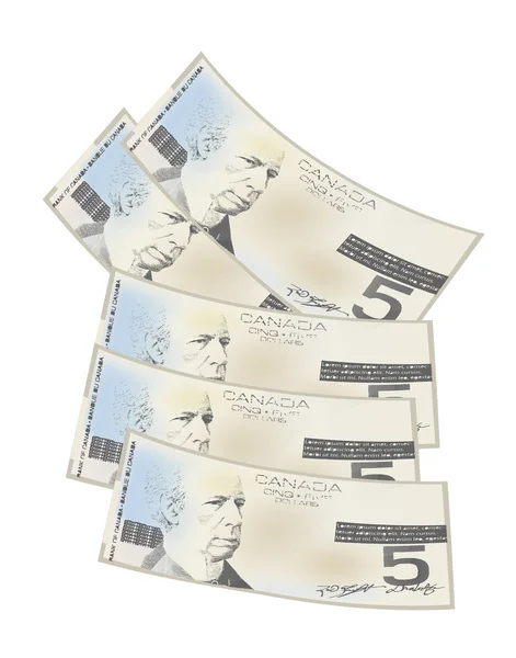 Banconote canadesi da cinque dollari — Vettoriale Stock