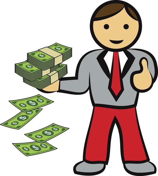 Vector businessman with cash — Stock Vector