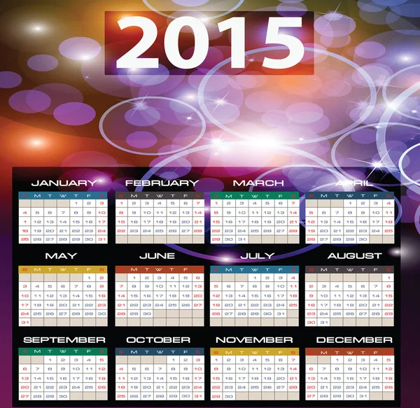 2015 rok kalendarzowy wektor — Wektor stockowy