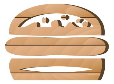 ahşap doku ile gıda simgeleri