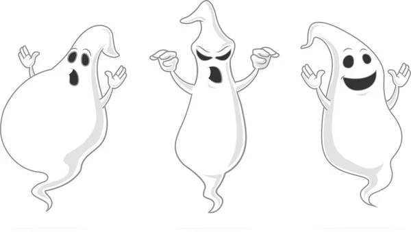 Image illustrée de trois fantômes . — Image vectorielle