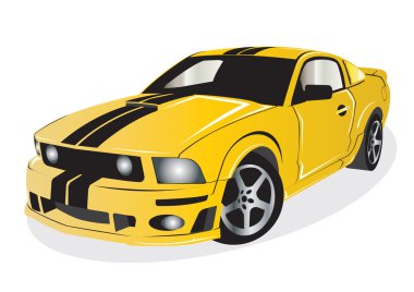 illustrated image of a yellow car. clipart
