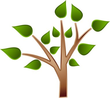 bir ağacın yaprakları ve dalları ile vektör görüntü.