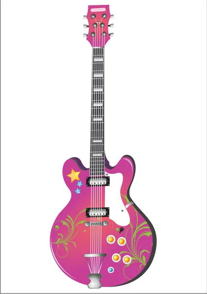 핑크 전기 기타의 벡터 이미지. — 스톡 벡터