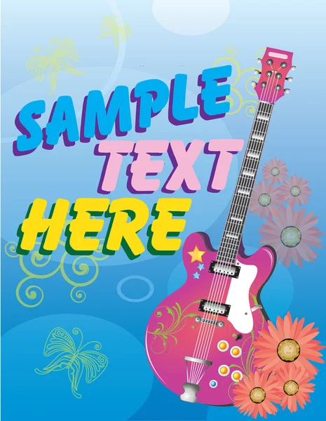 çiçekli bir elektro gitar vektör görüntü.