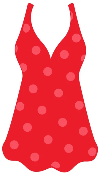 Grafika wektorowa z czerwone kropki jednoczęściowy kostium kąpielowy. — Wektor stockowy