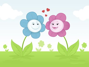 insan yüzü çiçeklerle vektör görüntü.