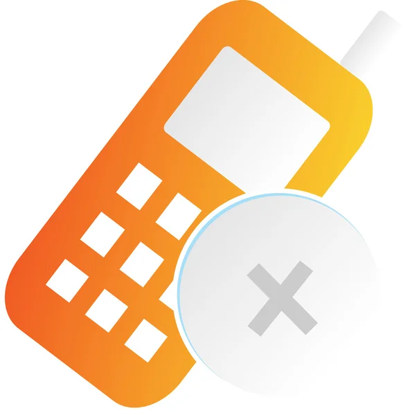 Illustration av en mobiltelefon med cross symbol. — Stock vektor