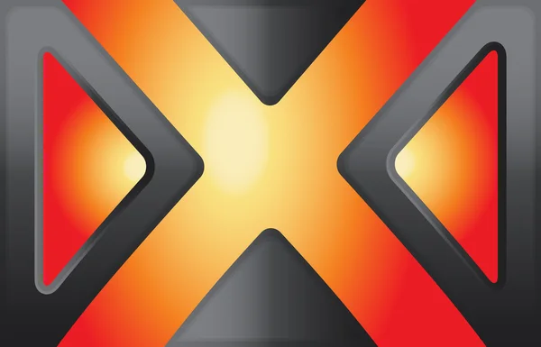 黒い三角形とオレンジの十字マークのベクター画像. — ストックベクタ