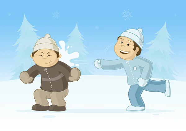 Vector image of boys playing with snowballs. — Stock Illustration Vector image of boys playing with snowballs. Royalty Free Stock Illustrations