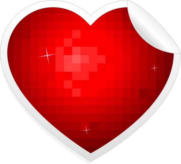Ilustración de una etiqueta engomada en forma de corazón rojo . — Vector de stock