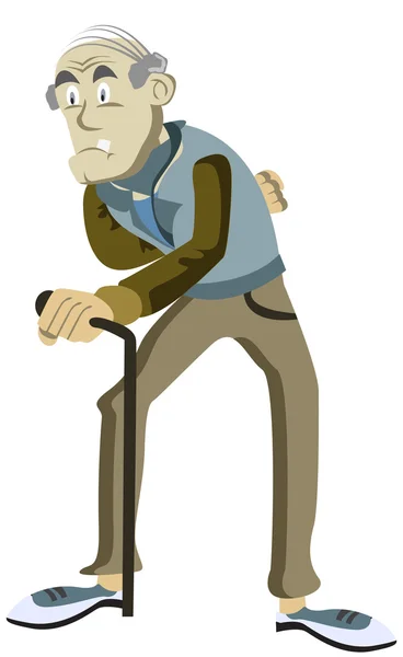 Egy öregember, egy bottal illusztrációja. — Stock Vector