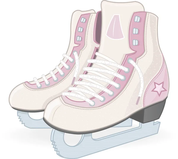 Par de chicas rosas patines de hielo . — Vector de stock