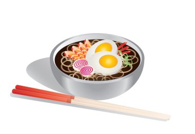 Ramen erişte çorbası ve yumurta ile.