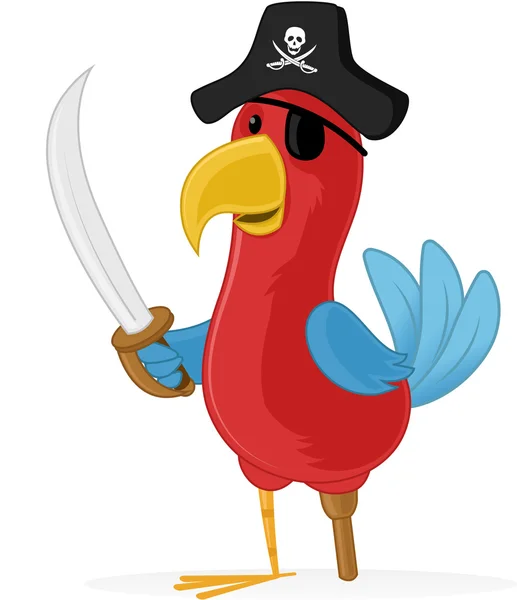 Piraten Papagei Cliparts Illustration — Stockvektor