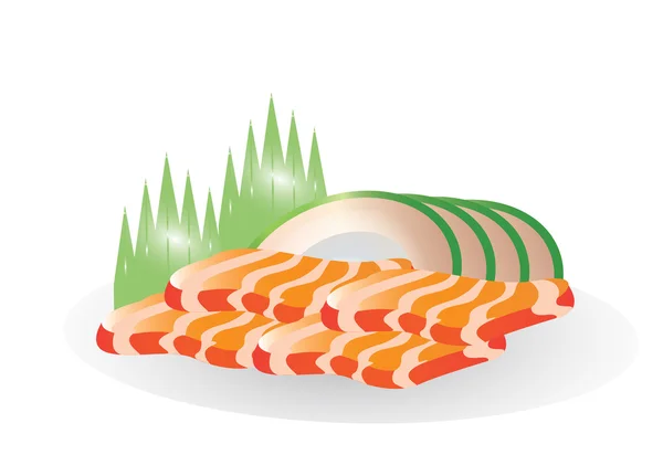 Illustrazione di carne di manzo affettata per sushi . — Vettoriale Stock