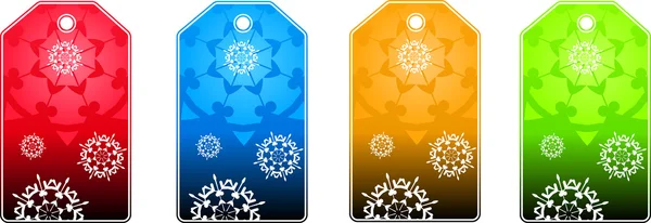 Vector image of colorful snowflake tags. — Stock Vector