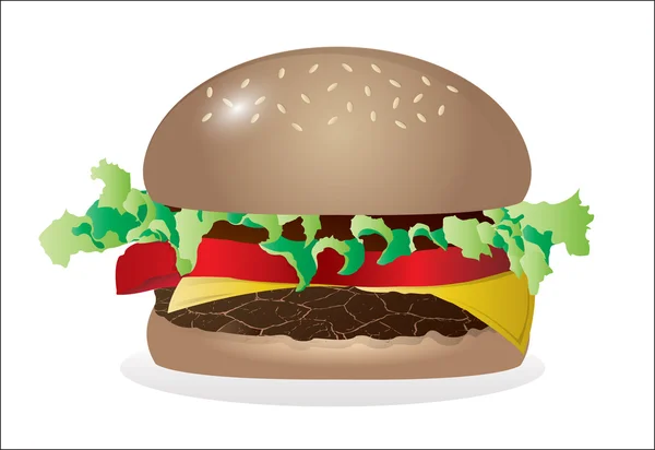 Peynirli hamburger clipart illüstrasyon — Stok Vektör