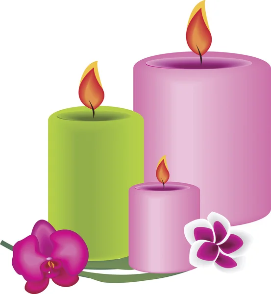 Imagem digital de velas de spa e flor — Vetor de Stock